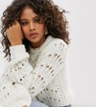 Fashion Union Tall Open Knit Overszed Sweater-white