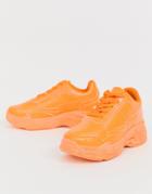 Public Desire Dash Neon Orange Color Drenched Sneakers - Orange