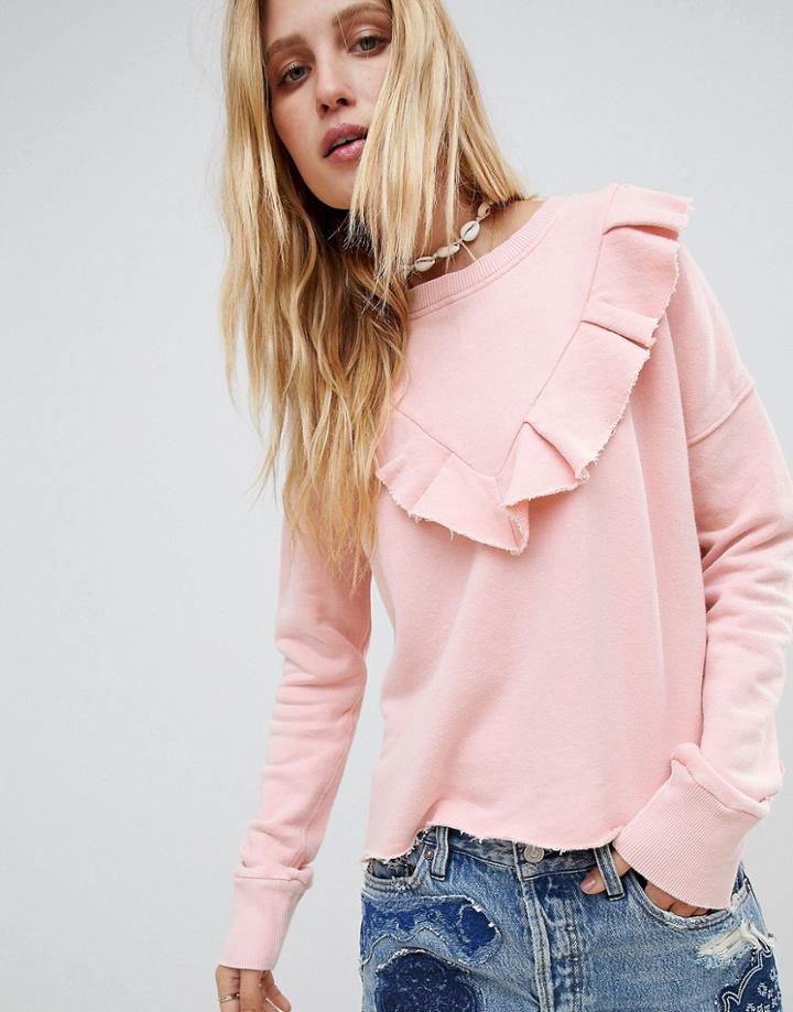 Free People Ooh La Ruffle Front Sweatshirt