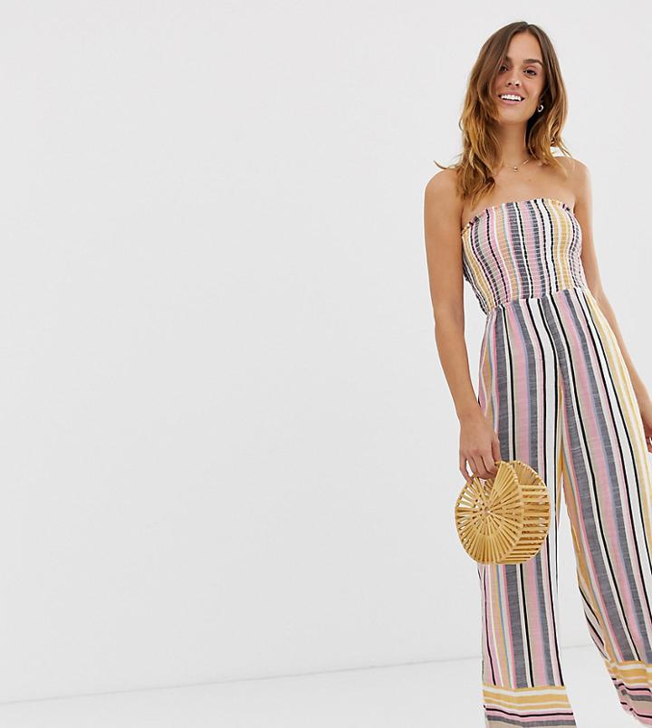 River Island Beach Jumpsuit In Stripe - Pink