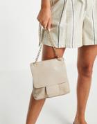 Urbancode Leather Gold Chain Crossbody Bag In Sand-neutral
