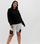 Asos Design Curve Contrast Panel Legging Short With Deep Waistband-gray
