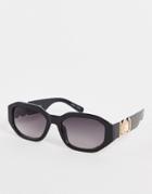 Pieces Vintage Style Sunglasses In Black With Gold Detail