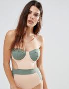 Asos Fuller Bust Exclusive Contrast Cut Out Cupped Swimsuit Dd-g - Mul
