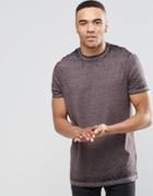 Asos Longline T-shirt With Burnout Wash In Dusky Purple