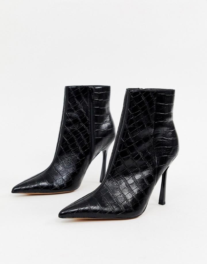 Asos Design Evon Leather Heeled Boots - Black