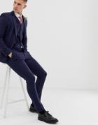 Asos Design Wedding Super Skinny Suit Pants In Blue Micro Check