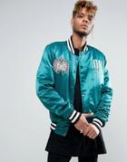 Cheats & Thieves Knowledge Satin Quilted Bomber Jacket - Gray