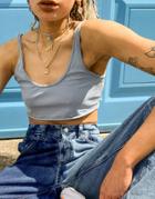Asos Design Super Crop Tank Top In Washed Blue-blues