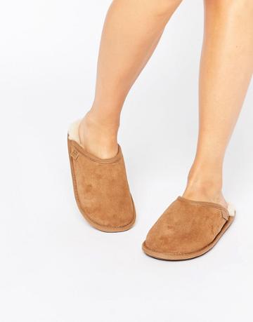 Just Sheepskin Mule Slippers - Brown