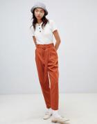 Asos Design Tapered Pants With Crazy Long Belt - Red