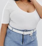 Asos Design Curve Dogclip & Chain Waist And Hip Belt-white