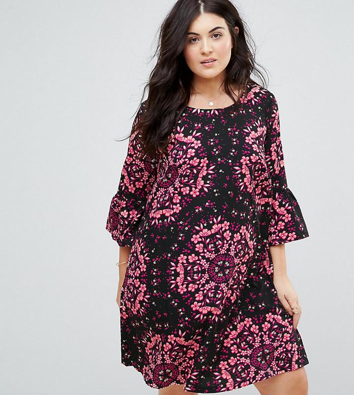 Junarose Printed Frill Sleeve Shift Dress - Multi