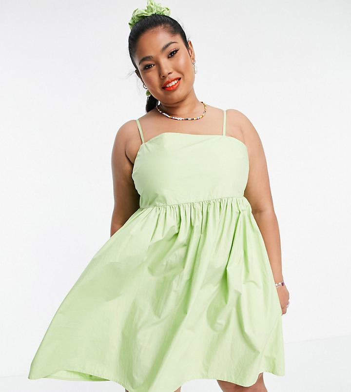 Collusion Plus Exclusive Color Trapeze Mini Dress In Green