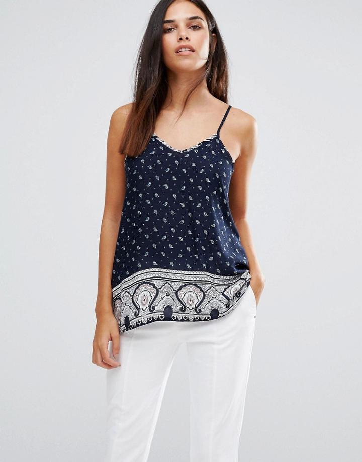 Ax Paris Navy Print Cami Top - Black