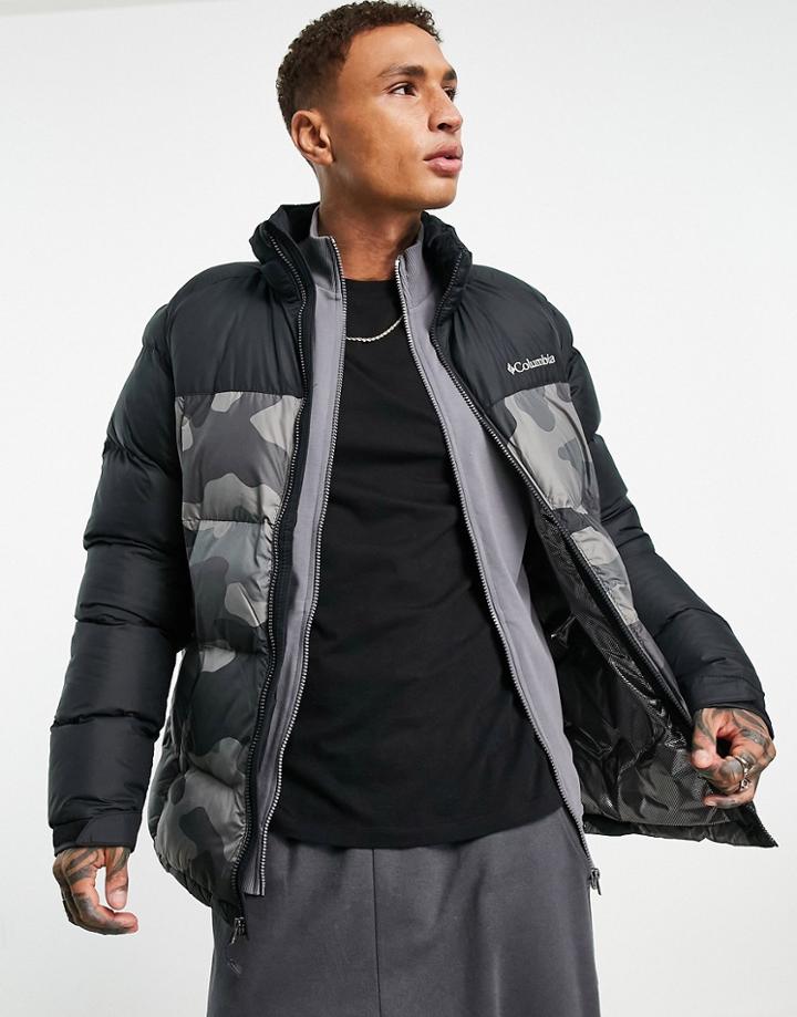 Columbia Pike Lake Puffer Jacket In Black Camo