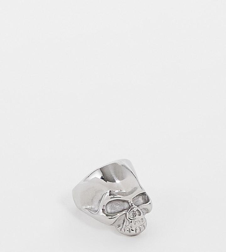 Lost Souls Stainless Steel Skull Ring In Silver