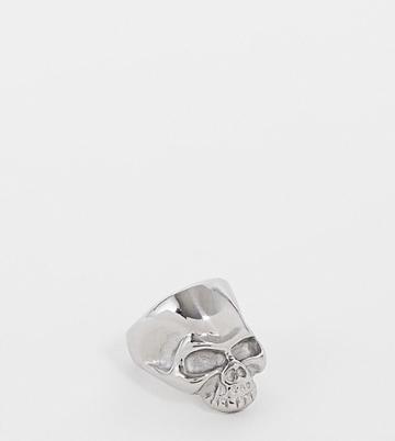 Lost Souls Stainless Steel Skull Ring In Silver