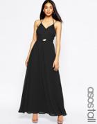 Asos Tall Halter Neck Maxi Dress With Cut Out Side - Black