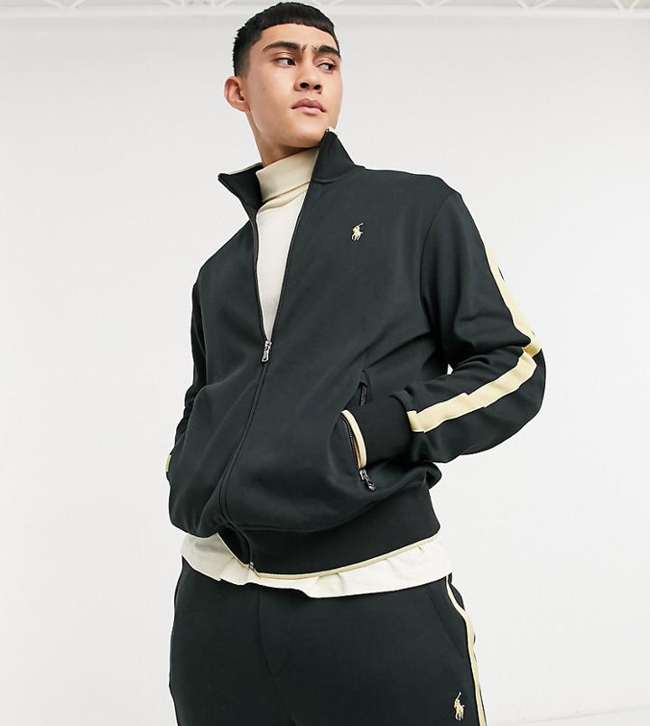 Polo Ralph Lauren X Asos Exclusive Collab Zip Thru Track Jacket With Gold Tipping And Logo-black