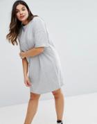 Asos Curve Ultimate T-shirt Dress With Rolled Sleeves - Gray