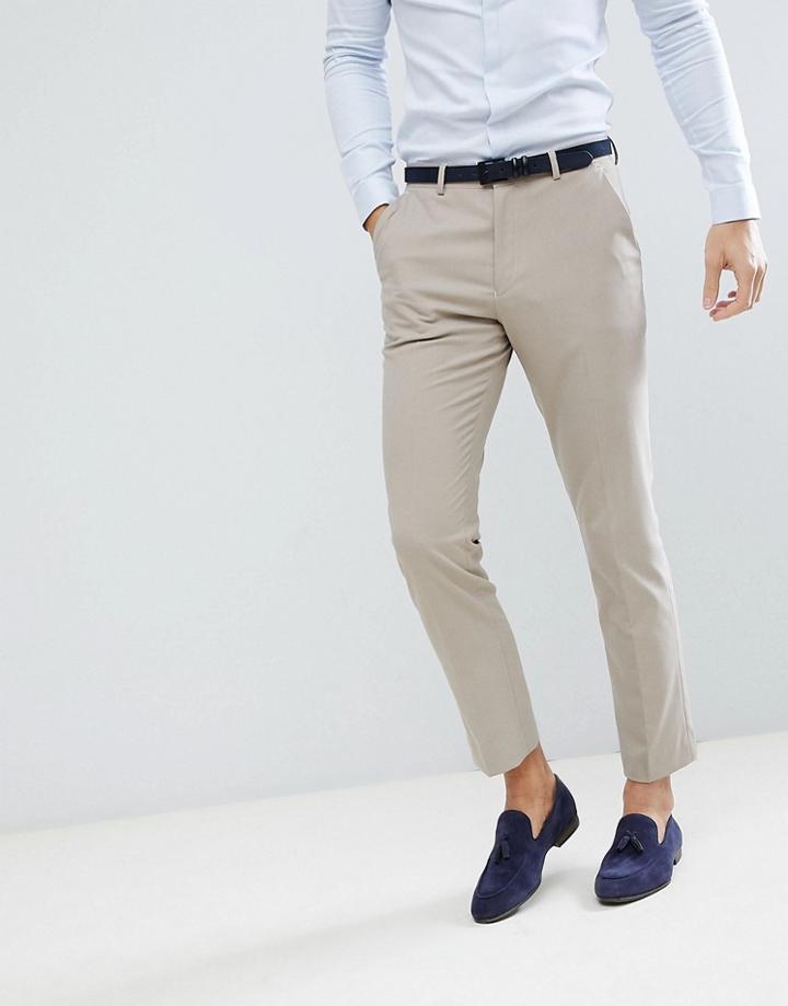 Asos Wedding Slim Suit Pants In Putty - Gray