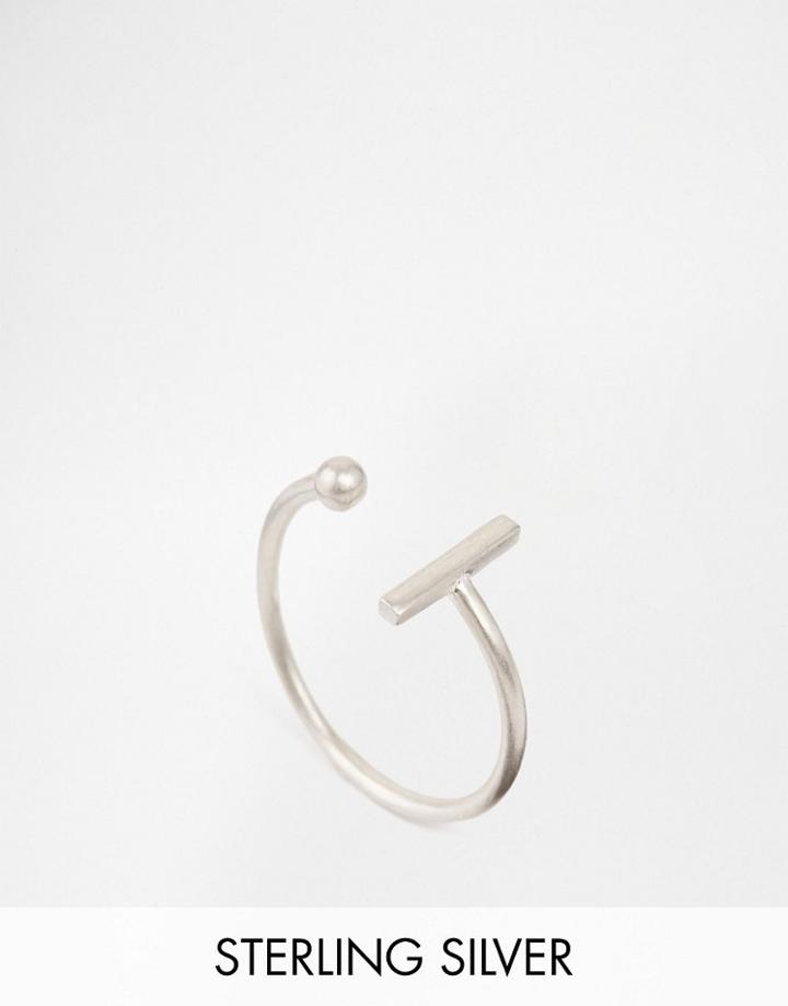 Dogeared Sterling Silver Bar & Ball Ring - Silver