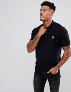 Fred Perry Textured Knitted Polo Shirt In Black - Black