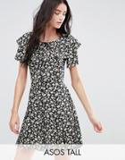 Asos Tall Ditsy Ruffle Mini Tea Dress - Multi