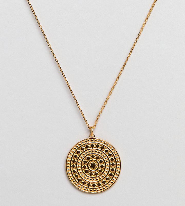 Carrie Elizabeth Large Gold Geo-tribal Disc Pendant - Silver