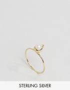 Asos Gold Plated Sterling Silver Birth Stone June Ring - Cream