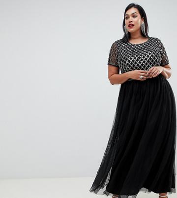 Lovedrobe Lux Embellished Body Maxi Dress - Black