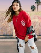 Asos Design Oversized T-shirt With Long Sleeve And Nfl Print-red