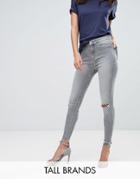 New Look Tall Ripped Knee Skinny Jeans - Gray