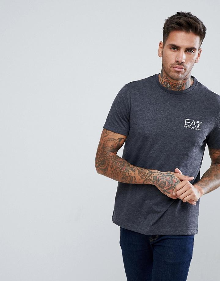 Ea7 Regular Fit Small Logo Crew Neck T-shirt In Gray - Gray