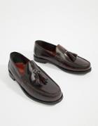 Base London Chime Tassel Loafers In High Shine Bordo - Red