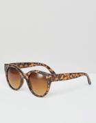 Monki Oversized Cat Eye Sunglasses - Brown