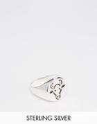 Asos Sterling Silver Ring With Engraved Bull Design - Silver