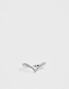 Asos Design Thumb Ring In V Shape With Crystal In Silver Tone