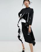 Asos White Maxi Dress With Layered Pleats - Black