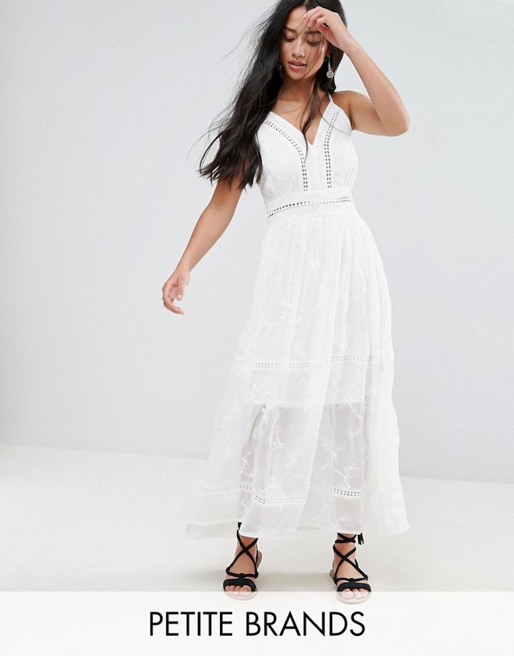 Parisian Petite Embroidered Maxi Dress - White