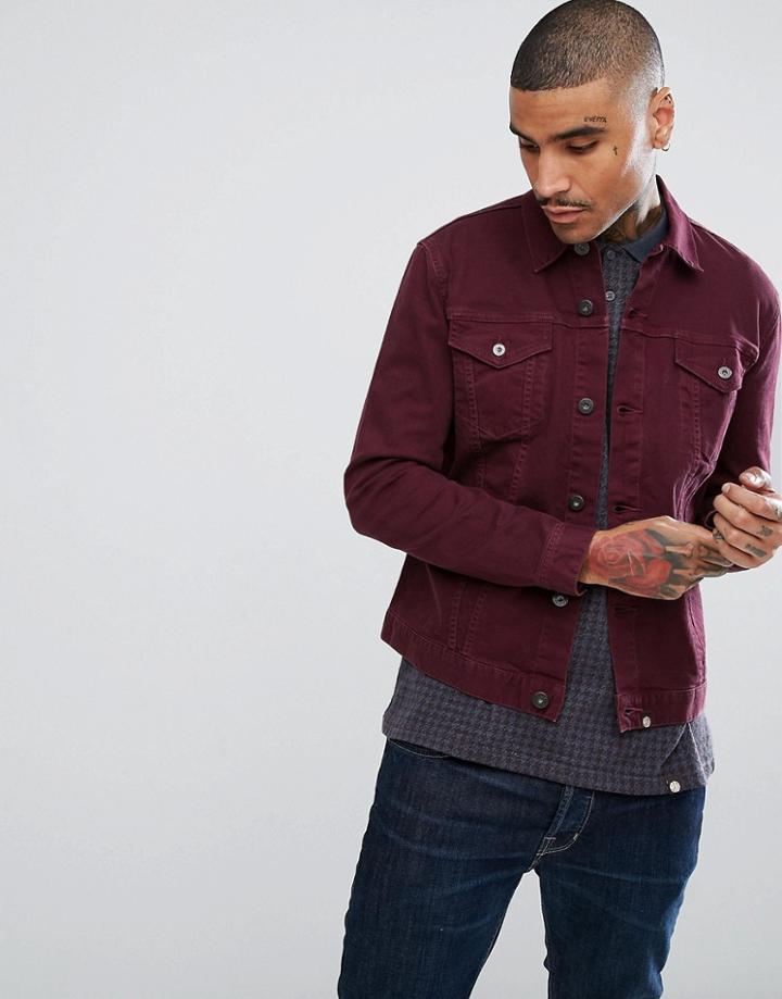 Pretty Green Glenwyn Denim Jacket In Red - Red