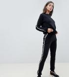 Asos Design Tall Tracksuit Cute Sweat / Basic Jogger With Tie With Contrast Binding-black