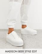 Asos Design Drama Chunky Lace Up Sneakers In White