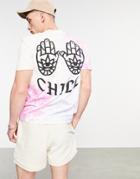 Bershka Tie Dye Chill T-shirt With Back Print-yellow