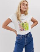 Noisy May Abstract Print Face T-shirt-white