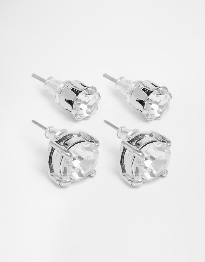 Asos Crystal Stud Earring Pack - Silver
