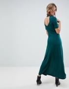 Asos Crepe Maxi Dress With Sweetheart Back - Green