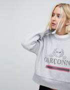 Stradivarius Garcons Sweat With Embellishment - Gray