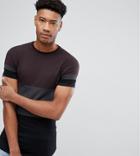 Asos Tall Longline Muscle T-shirt In Color Block - Purple